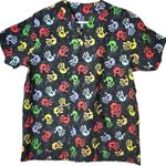 Colorful Handprint Healthcare Worker Scrub Top Shirt Black Size M Photo 0