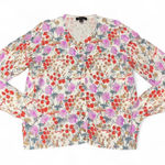 Ann Taylor  Multicolor Floral 100% Cotton Lightweight Knit Cardigan size L Photo 0