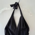 Silk A line V Neck Asymmetrical Layered Black Halter Strap Evening Dress Size S Photo 2