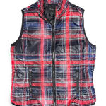 Tribal Red Plaid Puffer Quilted Vest size Large Photo 0