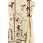 ZARA Linen Blend Embroidered Midi Dress Beige Sleeveless Boho Casual Size S Photo 0