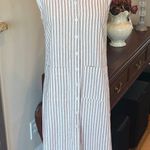 Comfy Cotton Tan White Striped Shirt Dress New Midi Size XS Photo 0