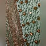 Downtown Coalition Mint Green Knit Top with Gold Accents Size M Photo 4