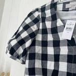 Loft Black & White Gingham Button V-Neck Dress Size 00 NWT Photo 6