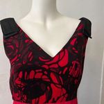 Vintage red and black tapestry v neck Victorian maxi dress with bow tie shoulder Size undefined Photo 1