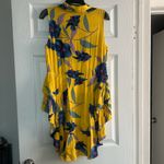 Kate & Mallory  floral yellow high low ruffle hem tunic top S Photo 4