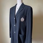 Ralph Lauren 90s Vintage Lauren‎  Black Wool Crest Blazer Button Down Women's 12 Photo 8