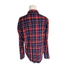 Pact  - Organic Cotton Flannel Button-Up Shirt Red & Navy Plaid Sz L Photo 3