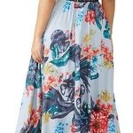 Badgley Mischka Floral Grommet Maxi Blue Gown Sleeveless Cocktail Size 8 Photo 1
