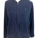 Ralph Lauren Polo Faded Navy Full Zip Hoodie Red Pony Logo Hooded Sweatshirt M Photo 0
