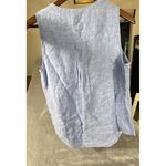 Christian Siriano Top Small Shirt 100 % Linen Sleeveless Blue Cool Beach Coastal Photo 7