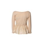 Carven Pleated Peplum Three Quarter Sleeve Top in light Peach Pink Photo 2