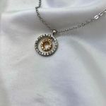Minimalist Glam Silver Gold Rhinestone Double Circle Pendant Necklace Photo 3