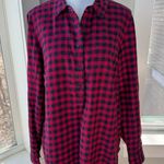 Tommy Hilfiger Navy Blue Red Windowpane Plaid Flannel Button Down Shirt Large Photo 0