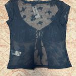 Garage  Embroidered Tie Front Top True Teal Photo 2