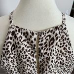 She & Sky Jumpsuit Animal Print Wide Leg High Neck Halter Black Taupe Cream Photo 8