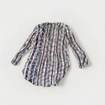 Nic+Zoe  100% Silk  Multi Painted Stripe Top Shirt Button Down Long Sleeve Size L Photo 2