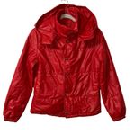 Women’s Red lightweight Puffer Hoodie Jacket(Size Medium) Red Photo 1