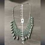Silver Toned Blue Beaded Waterfall Mail Bib Chunky Dangle Collar Necklace Photo 2