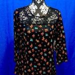 Riders By Lee NEW Womens  Black Lace floral blouse Size M 3/4 Sleeves Photo 0