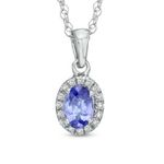 Zales ✨HP✨Oval Tanzanite & Diamond Accent Frame Pendant✨ Photo 0