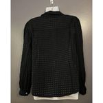 Effordram Shirt Womens Large Black Sheer Check Button Front Long Sleeve Blouse Photo 3