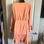 Cider NEW  Satin V-neck Ruched Bell Sleeve Mini Dress 0XL NWT Photo 4