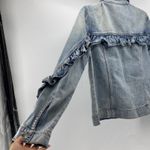 BP  stone washed ruffle sleeve western feminine denim jacket size S NFR Photo 9