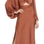 Shona joy  Twist Front Long Sleeve Cocktail Dress Mocha Sz 12 Photo 0