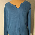 Aeropostale Waffle Knit Thermal Long Sleeve Tee L Turquoise Cabincore Classic Blue Size L Photo 0