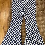 Altar'd State High-Wasted Blue Checkered Jeans Photo 1