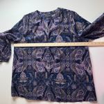 Lane Bryant ‎ Paisley Button Down Shirt Size 14 Long Sleeve Cotton Boho Chic Fall Photo 8