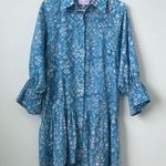 Michelle Farmer 100% Cotton Blue Floral Printed Mini Dress Size: M Size M Photo 0