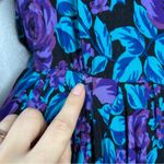 Vintage Black Blue Purple Floral Garden Rose Ruched Dress Size undefined Photo 12