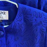 Vintage Kasper for ASL Blue Geometric Allover Embroidery Jacket Blazer Womens 12 Photo 5