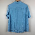 Christopher & Banks Shirt Womens 1X Blue Gingham Check Short Sleeve Button Front Photo 1