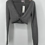 Urban Outfitters Out From Under Women M Claudia Twist Long Sleeve Crop Gray NWT Photo 0