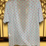 ZARA baby blue red polkadot semi sheer draped blouse Photo 3