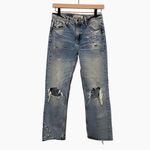 ZARA  Basic Z1975 Denim Straight Pearl Distressed Embellished Jeans 2 Photo 5