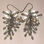 Silver Tone Clear Glass Beads Ball Drop Dangling Boho Pierced Earrings Photo 0