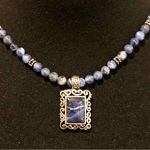 Sodalite Beaded Choker Necklace Lapis Lazuli Sterling Silver Pendant Extension Blue Photo 9