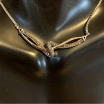 STERLING SILVER 925 & 10K ROSE GOLD FANCY BROWN GENUINE DIAMOND PLAQUE NECKLACE Photo 6