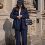 ZARA  Bloggers Fav Navy Blue Tailored Double Breasted Lapel Collar Blazer Zs S Photo 2