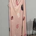 Unbranded Feather Print Pale Pink Sleeveless Long Midi Dress Women's Size XXL Photo 4