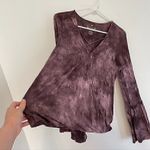 American Eagle Soft Sexy T Tie Dye Faux Wrap Top Purple Surplice Long Sleeve S Photo 7