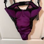 Frederick's of Hollywood Women's Purple Satin Lace Bodysuit Size Small NWT Photo 2