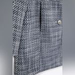 ZARA  New Blue White Round Collar Long Structured Blazer Shoulder Pads Size XL Photo 7