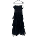 Betsy and Adam Black Ruffle Off the Shoulder Tiered Ballgown 8 NEW Photo 1
