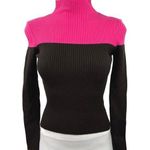 ZARA Brown Pink Colorblock Rib Knit Mock Neck Long Sleeve Turtleneck Sweater S Photo 0