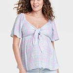 Ingrid And Isabel NWT  Plaid Peek-a-boo Tie-Front Maternity Top  Photo 0